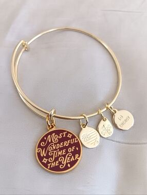 Alex And Ani Gold- 'Most Wonderful Time of the Year' Charm Bangle Bracelet